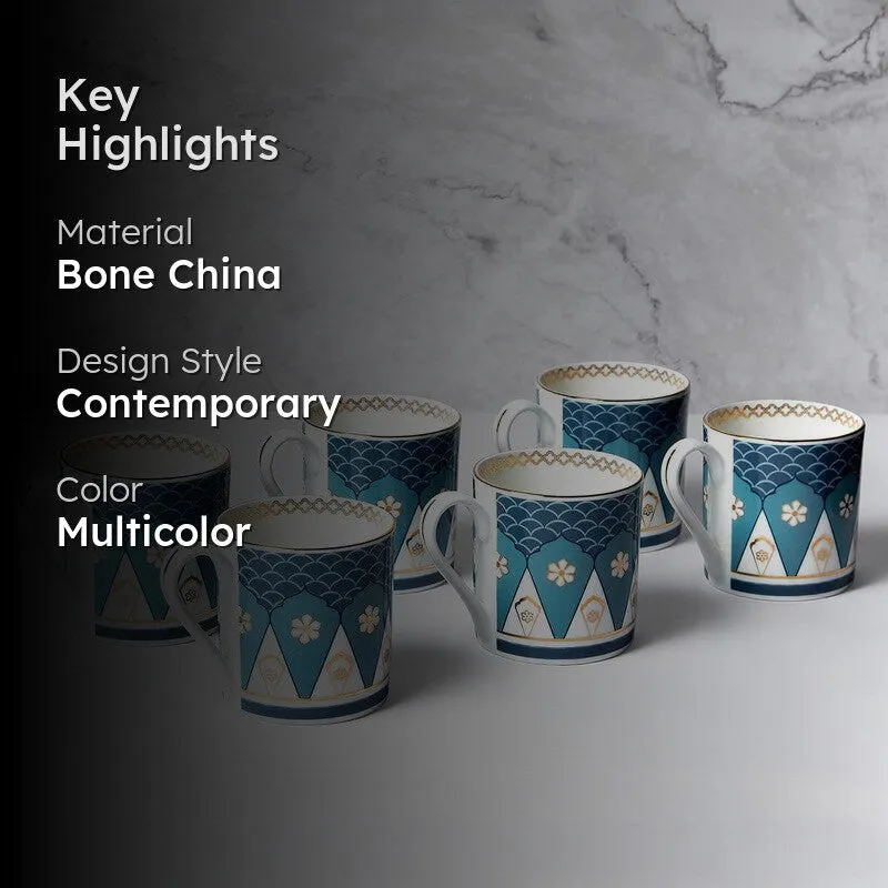 India Circus Oceanic Opulence Melon Tea Cups (220 mL Each Each) - Set Of Six media 2