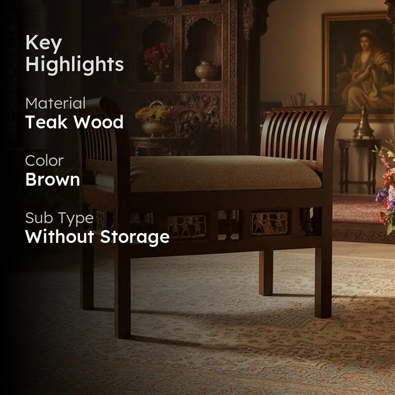 Cleo I Teak wood Ottoman media 2