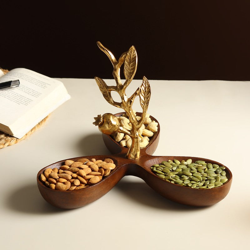 Oak Serve Wood Serving Tray - Gold,Brown