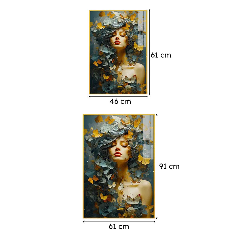 Petal Tresses Floral Canvas Wall Art With Frame - Gold media 7