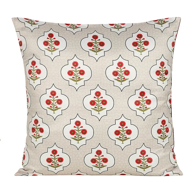 India Circus Ashen Bloom Printed Velvet Cushion Cover - Set Of Five media 6