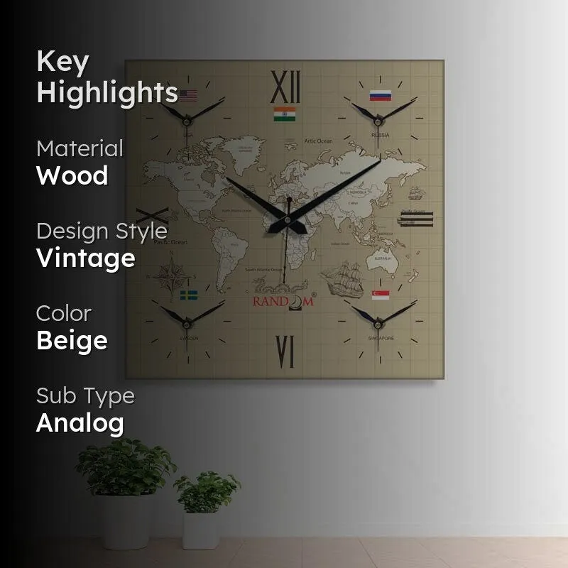 Around The World In 24 Hours Wall Clock - Beige media 2