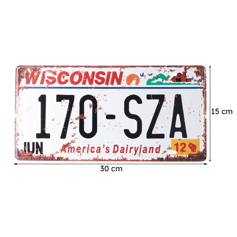 Wisconsin 170 Number Plate Retro Metal Wall Accent media 8