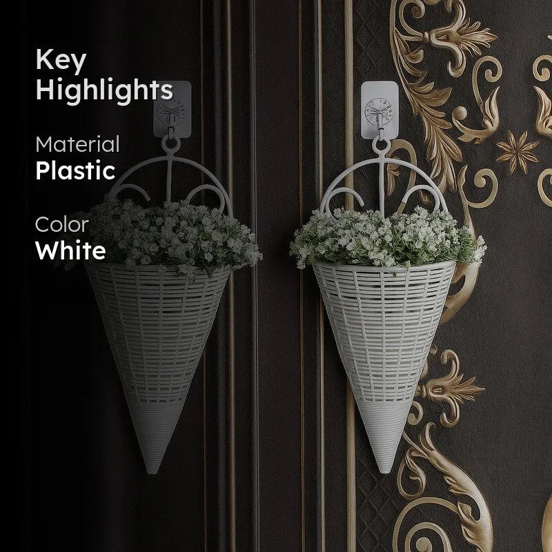 Artificial Flowers (White) with Pot - Set Of Two media 2