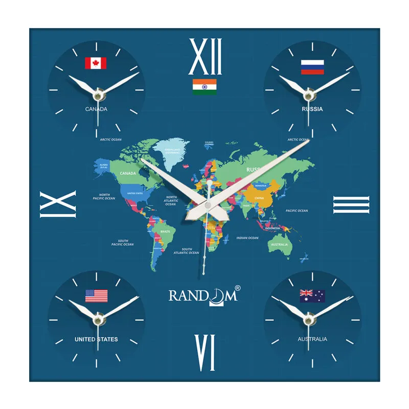 World Time Zone Wall Clock - Dark Blue media 3