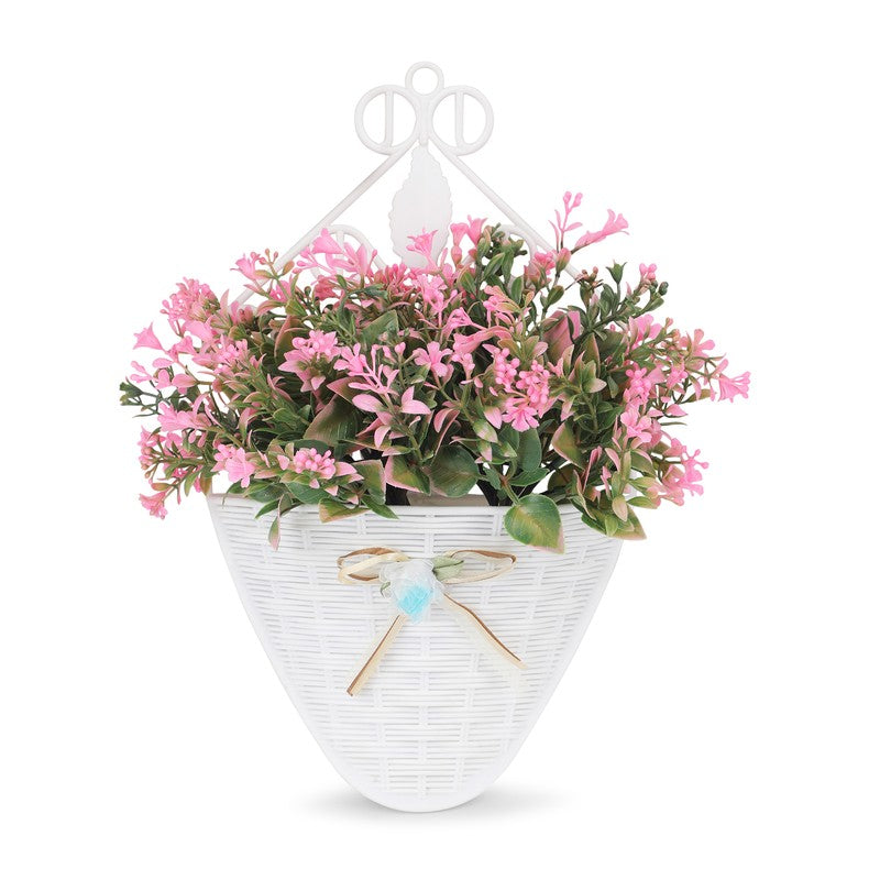 Softline Jasmine Artificial Flower With Wall Pot (Pink) - Set Of Two media 3
