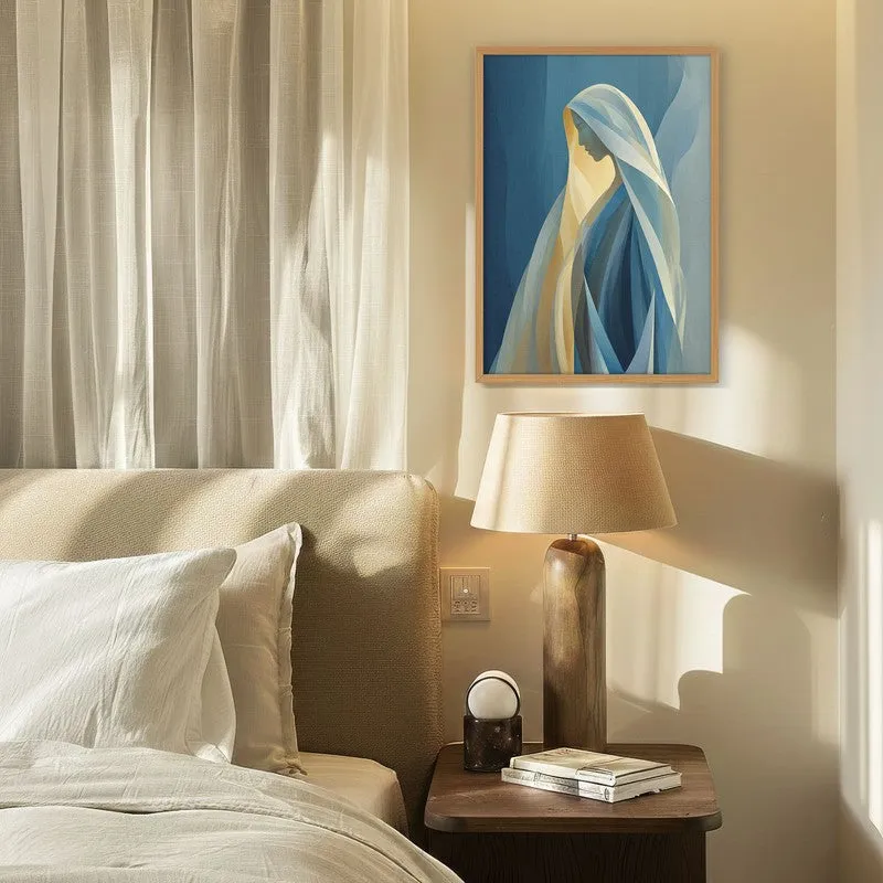 Holy Mary In Serene Devotion Archival Paper Wall Painting With Brown Frame media 4