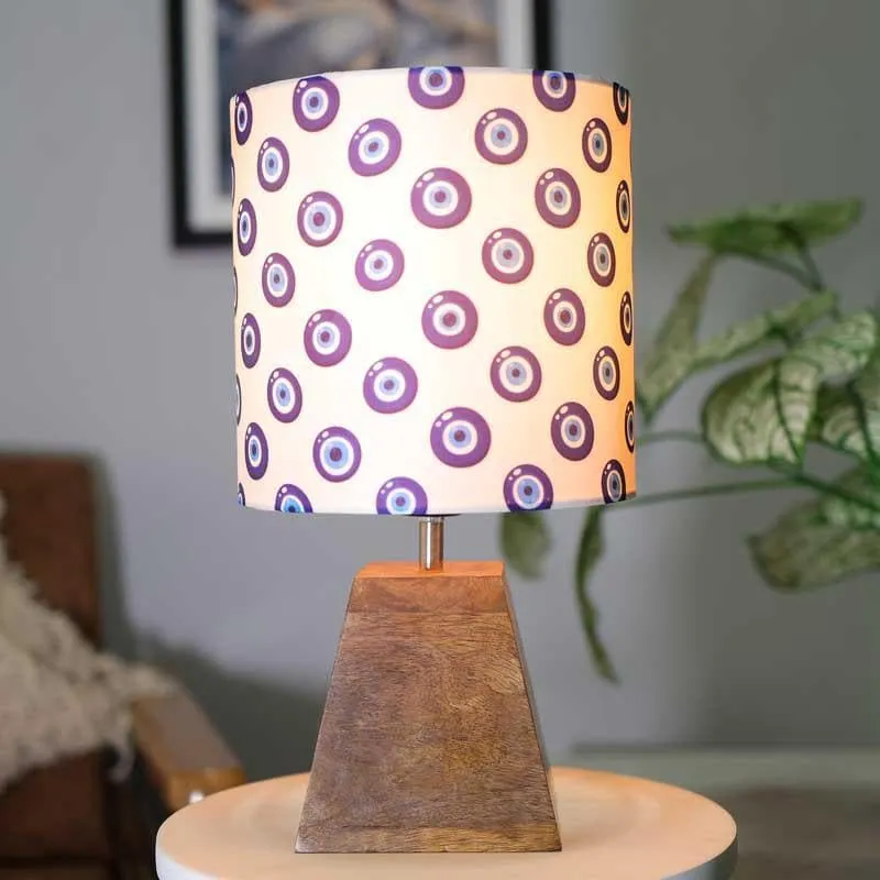 Semi Pyramid Eye Fabric Table Lamp - Purple,Brown media 3