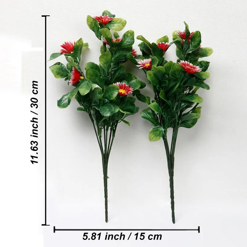 Faux Red Daisy Bunch - Set Of Two media 4