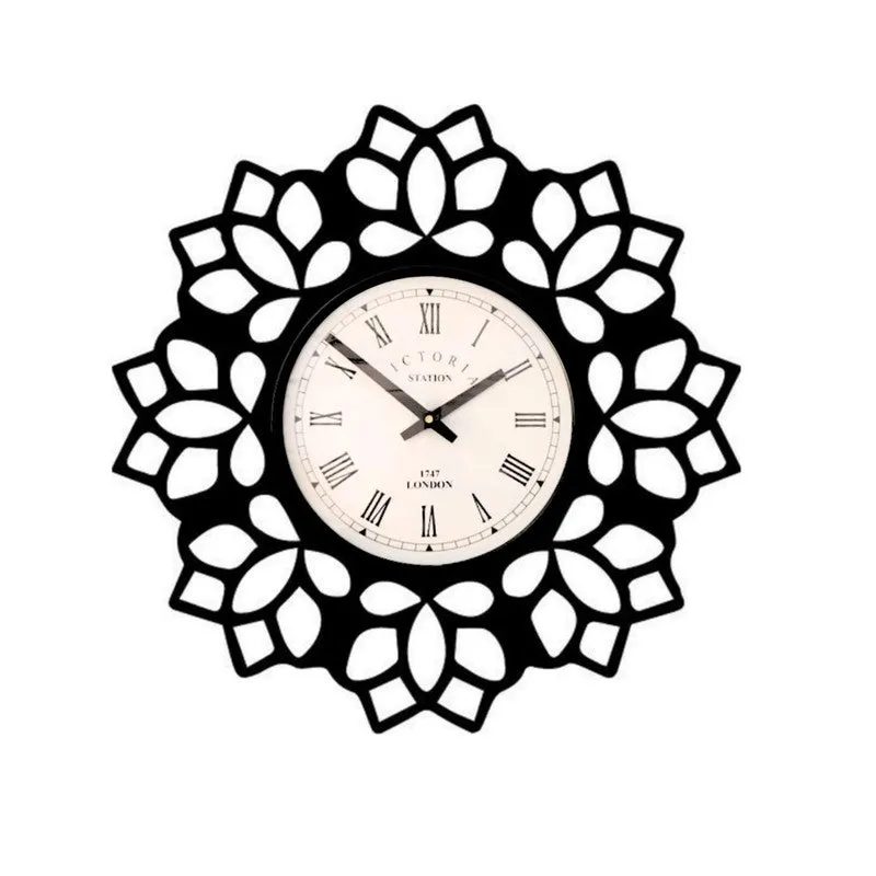 Petalora Steel Analog Wall Clock - Black media 4