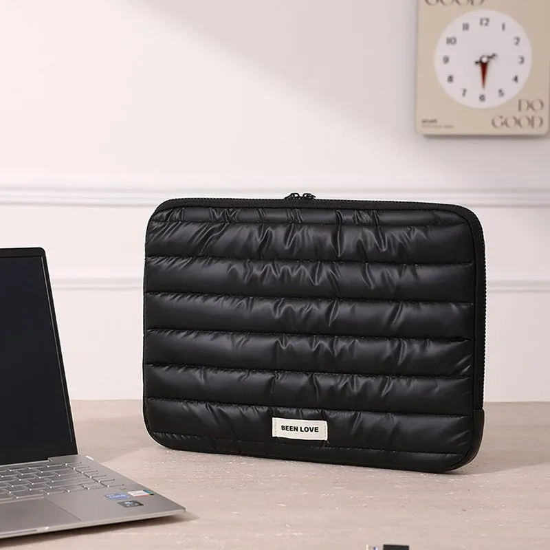 Midnight Black Quilted Laptop Sleeve media 1