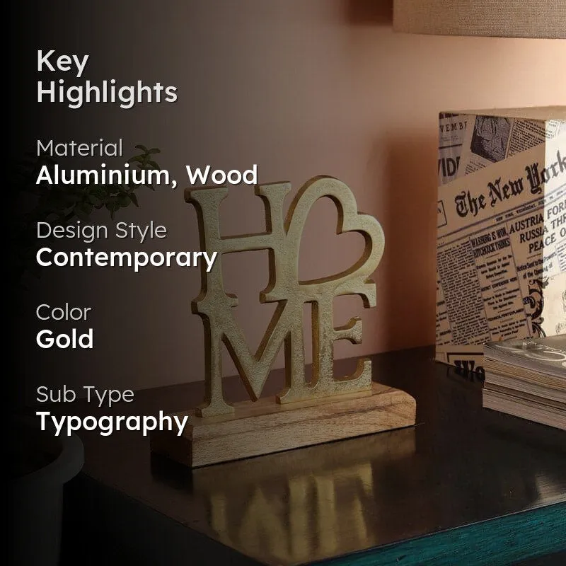 Serene Home Typography Showpiece - Gold media 2