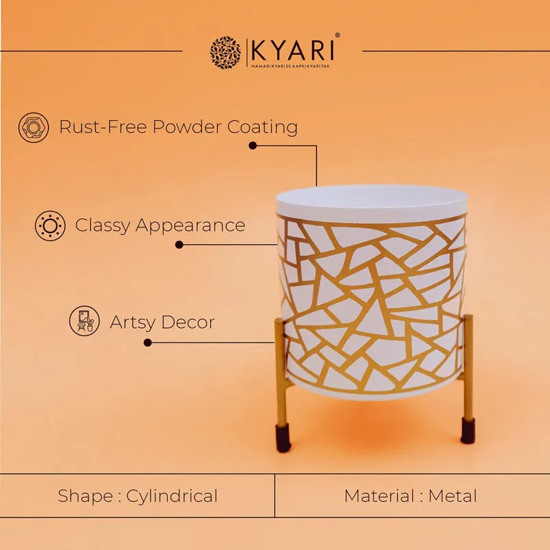 Kyari Geometric Trichome Metal Planter With Stand media 3
