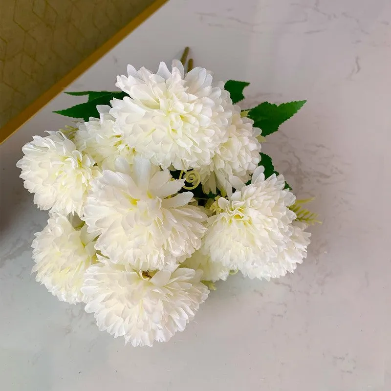 Hortensia Silk Chrysanthemum Artificial Flower - White media 1