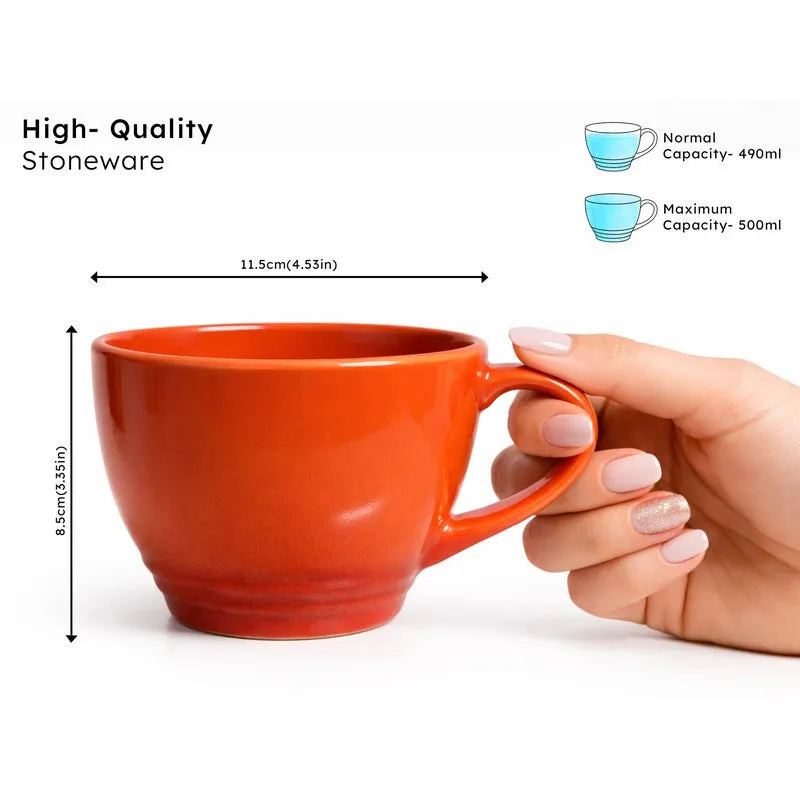 Whimsi Ceramic Coffee Mug (500 mL Each,Orange) - Set Of Two media 8