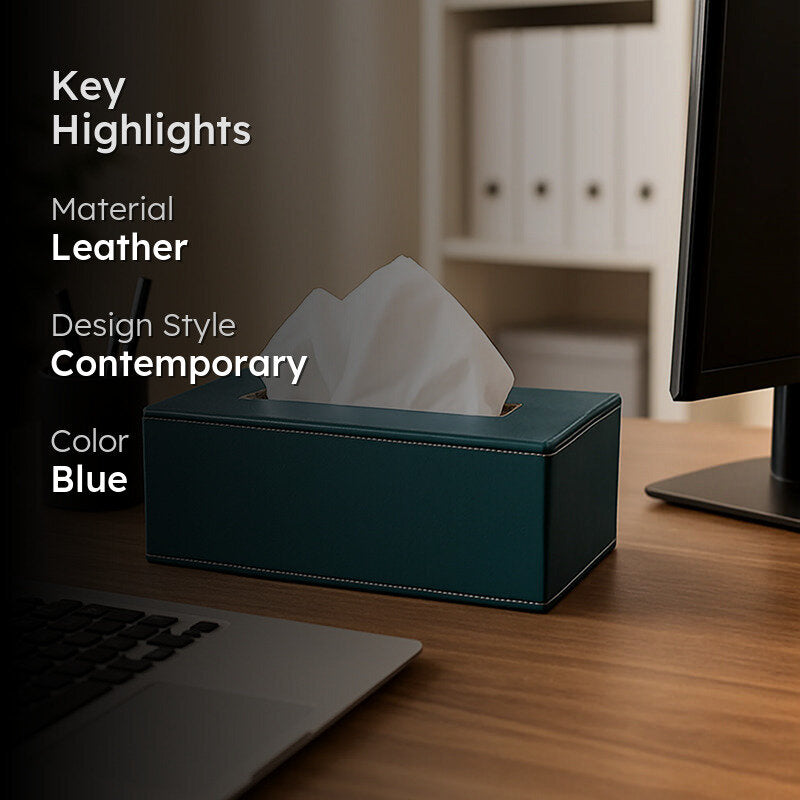 Elvan Faux Leather Tissue Holder - Green media 2