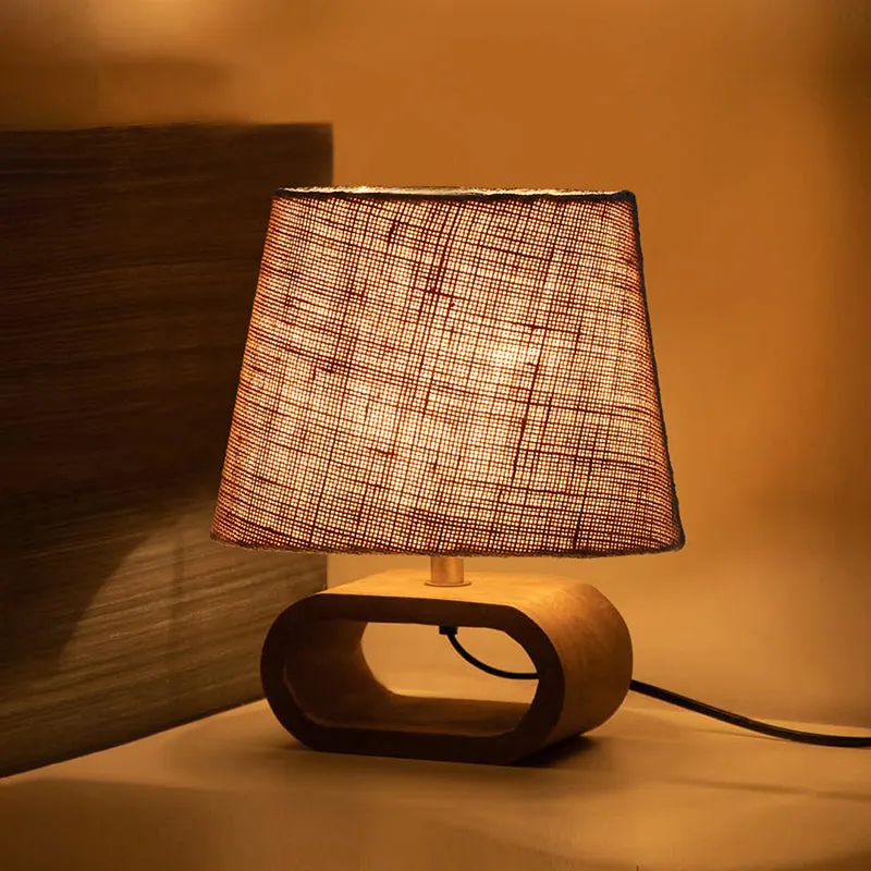 Ajna Wooden Table Lamp - Beige,Brown media 1