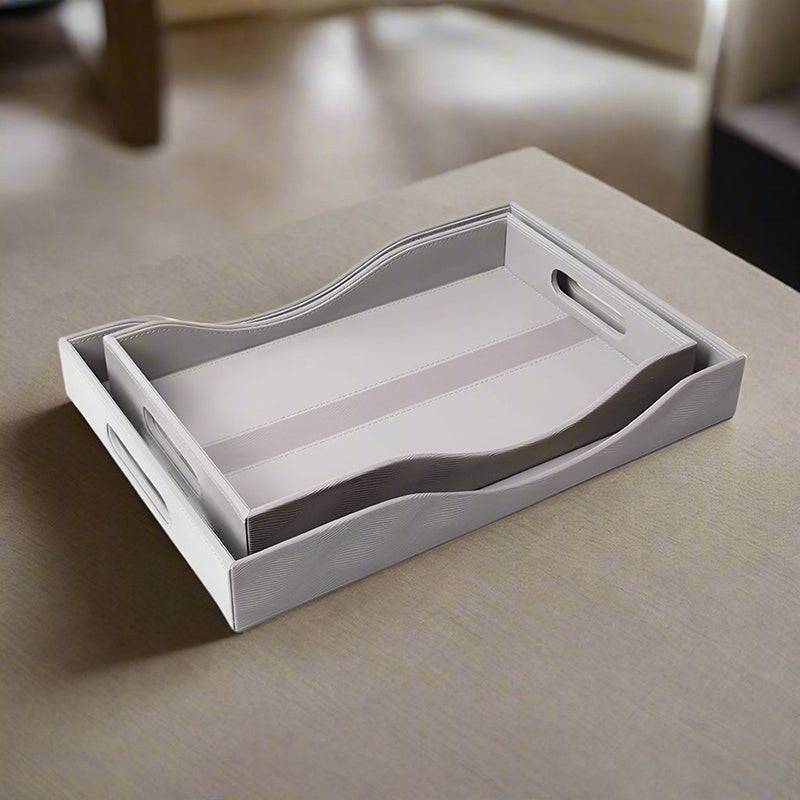 Veltrix Faux Leather Serving Tray - Grey
