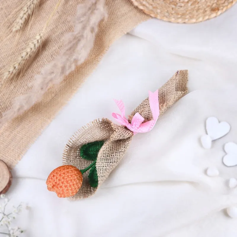 Crochet Handmade Tulip Bouquet -  Peach media 1
