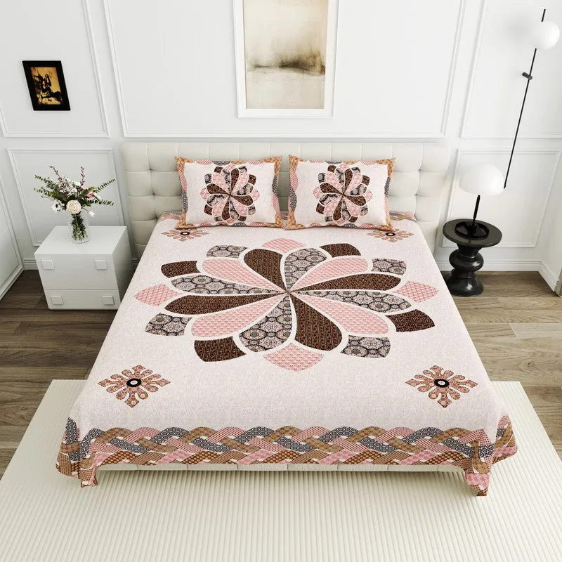 RangRiwaaz Cotton Bedsheet (Peach) - 160 TC media 1