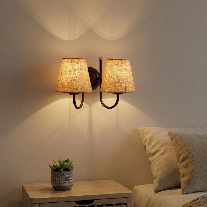 OrbitShade Earthy Jute Wall Lamp - Brown