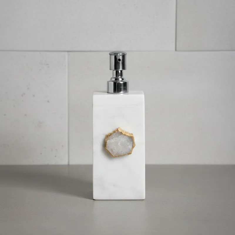 Kade Handcrafted Agate & Marble Soap Dispenser - White media 2