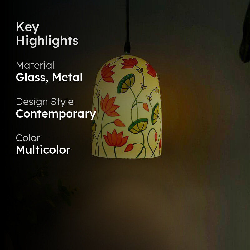 Lotusa Lura Hand Painted Glass Ceiling Lamp media 2