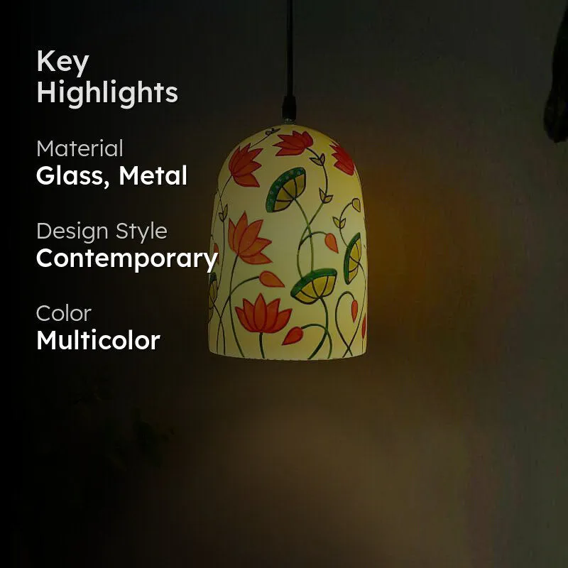 Lotusa Lura Hand Painted Glass Ceiling Lamp media 2