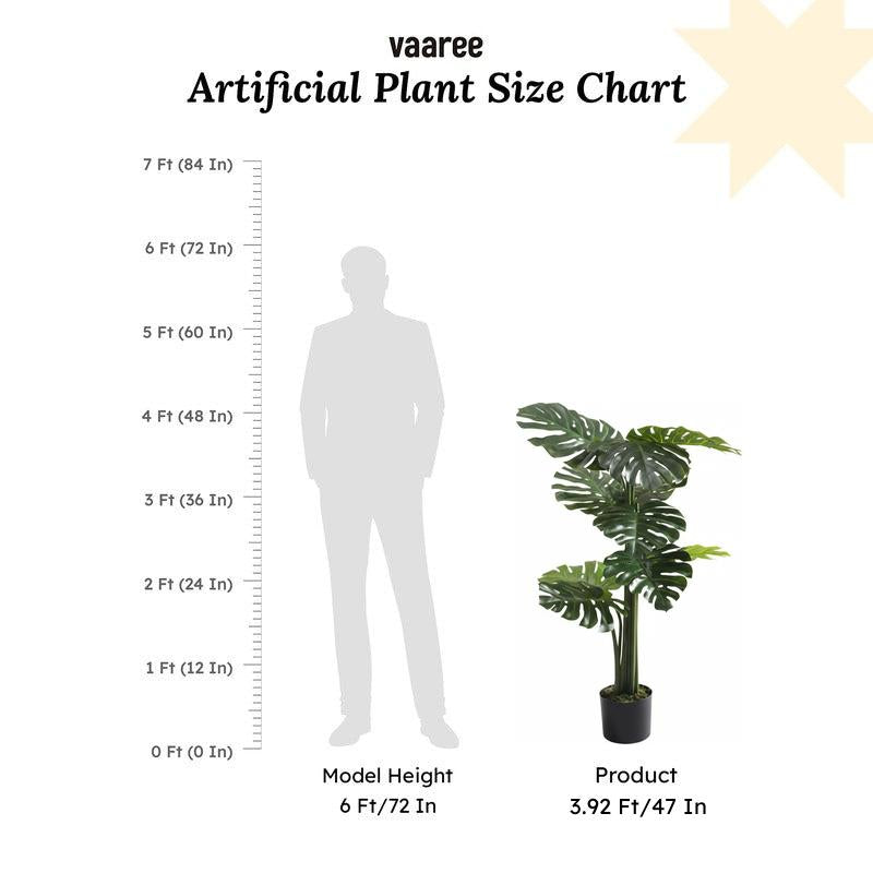 Faux Tall Green Monstera Swiss Cheese Plant With Black Plastic Pot - 3.94 ft media 6