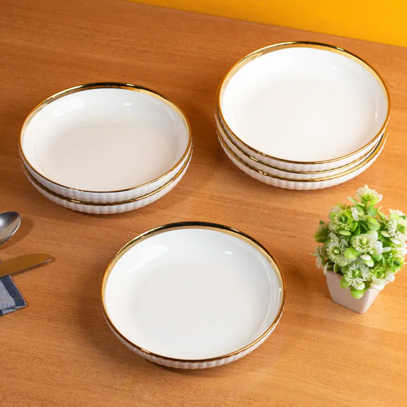 Elegant White Porcelain Quarter Plates with Gold Rim - Set Of Two media 4