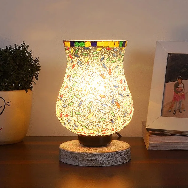 Aurean Mosaic Glass Table Lamp With Wooden Base - Multicolor media 3