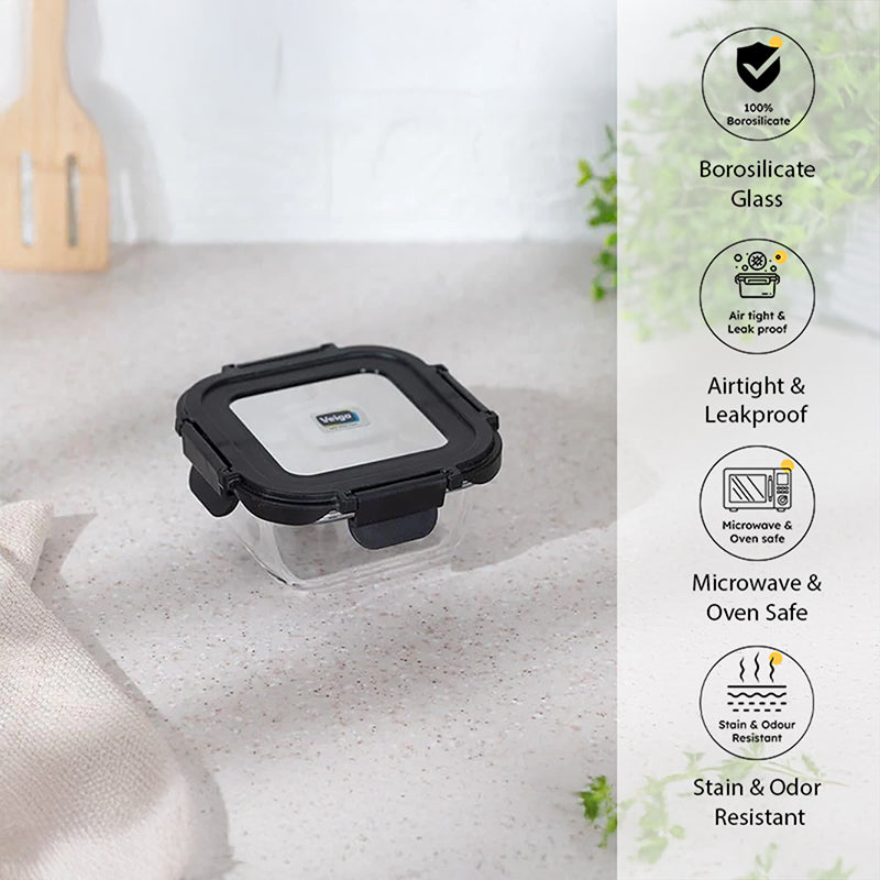 Timo Glass Lunch Box (Black) - 320 ML media 3