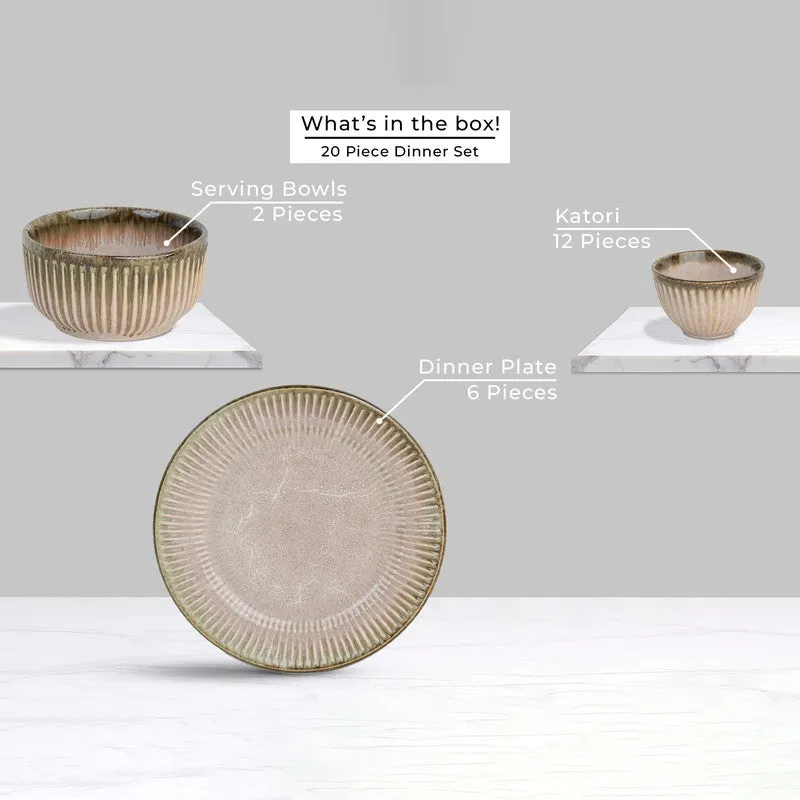 Mintora Pink Ceramic Dinner Set - 20 Piece Set media 4