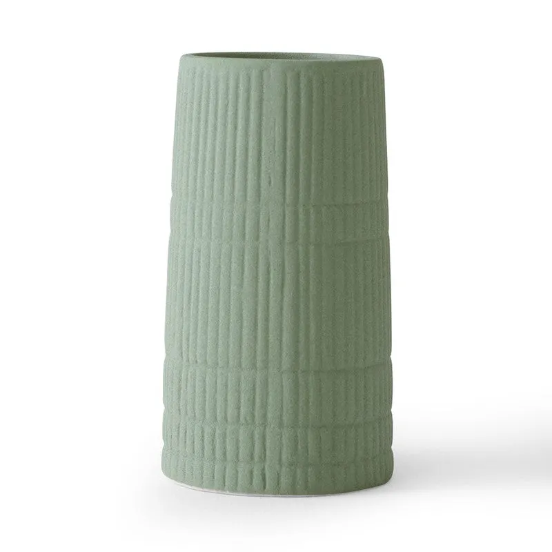 Sage Calm Ribbed Ceramic Vase media 3