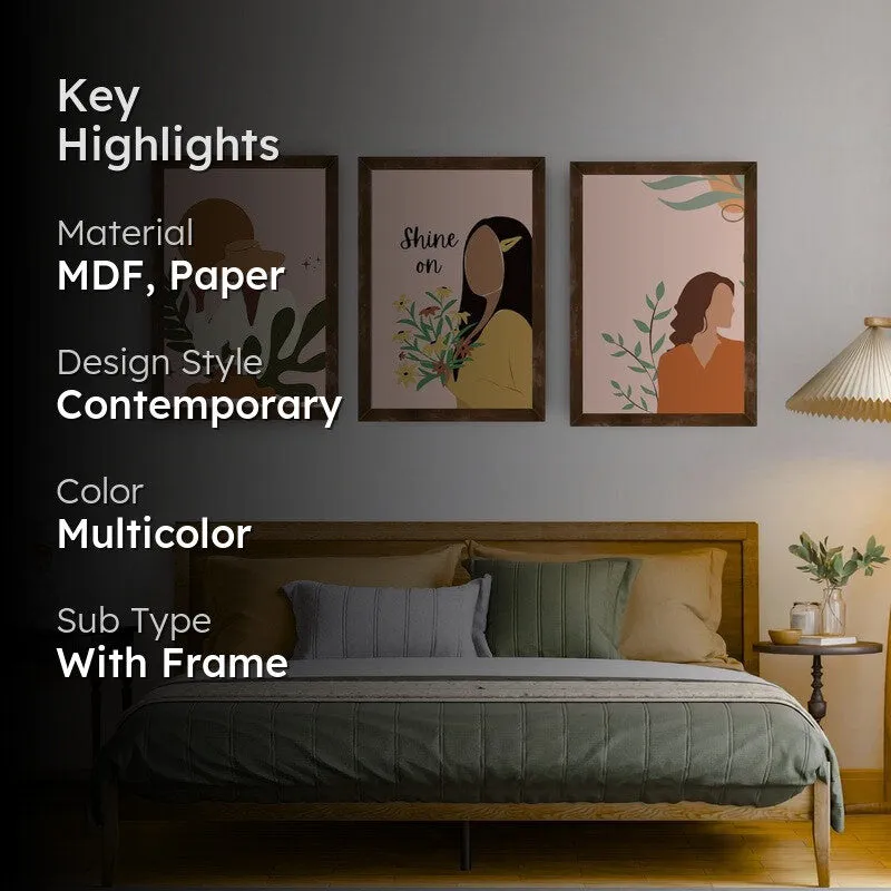 Sunlit Muse Paper Wall Painting With Frame - Brown media 2