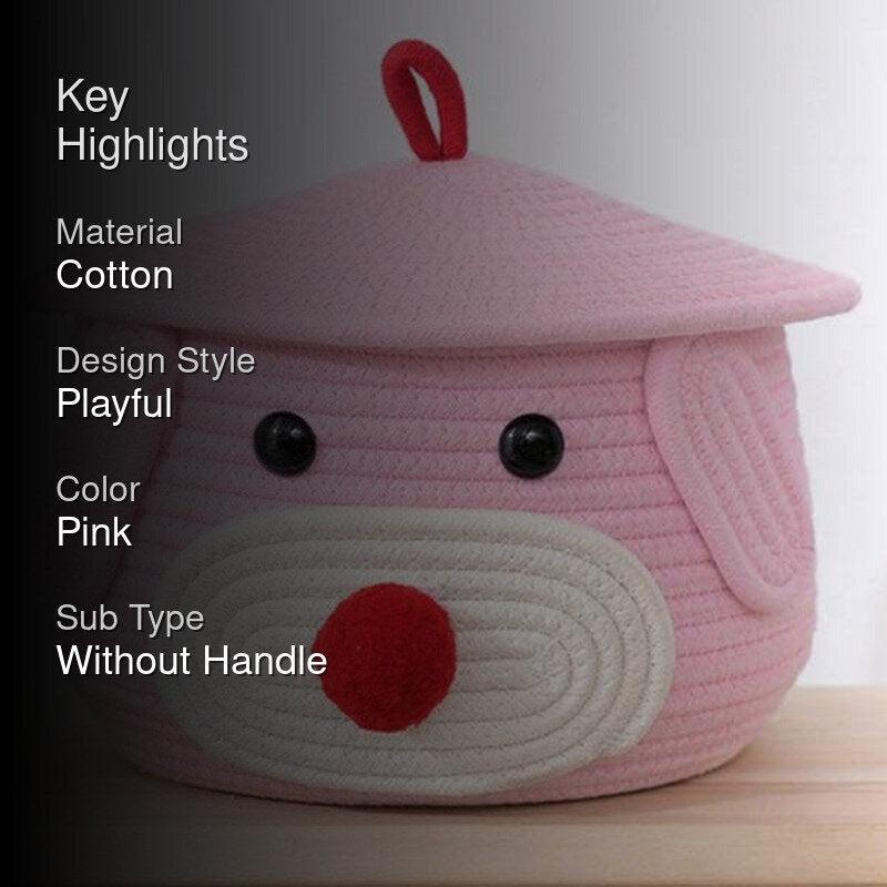 Doggo Dude Kids Rope Cotton Basket - Pink media 2