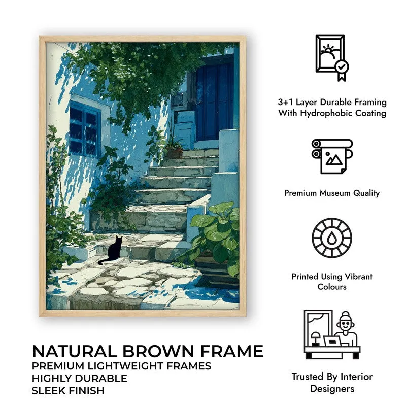 Coastal Village Canvas Wall Painting - Brown Frame media 10