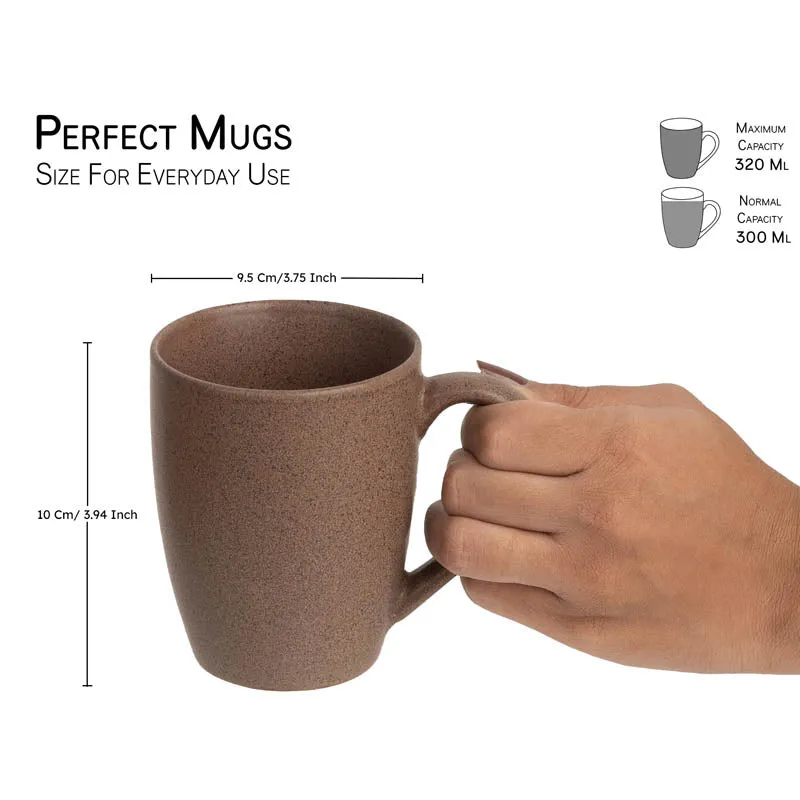 Sip & Style Ceramic Coffee Mug (Brown/300 mL Each) - Set Of Two media 3