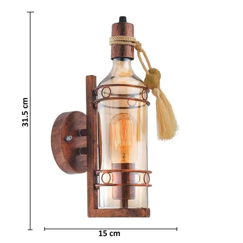 Rustic Bottle Glass & Metal Wall Lamp media 7