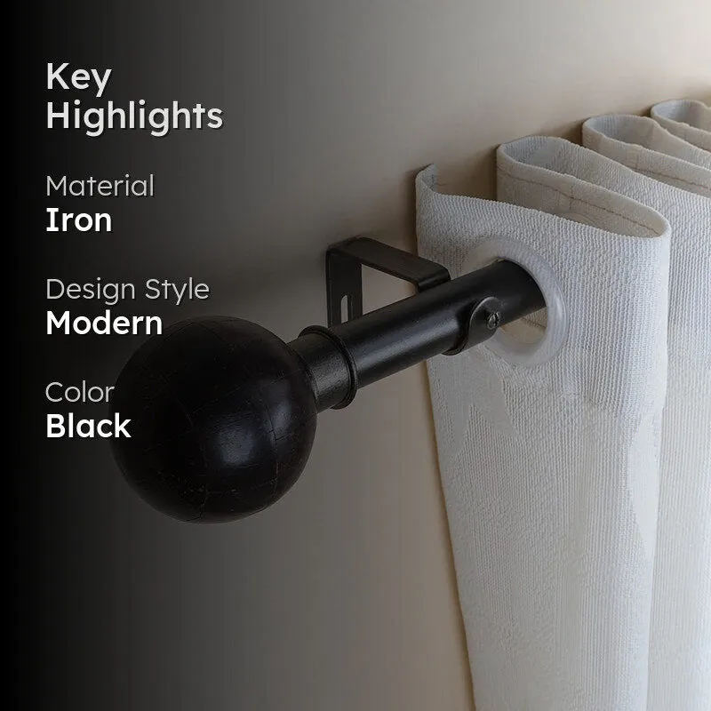 Orbis Extendable 1" Single Curtain Rod With Round Finial & Brackets media 2