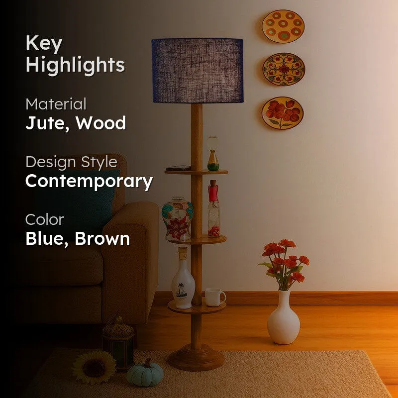 LumiCrate Tower Wooden Floor Lamp - Blue - 2
