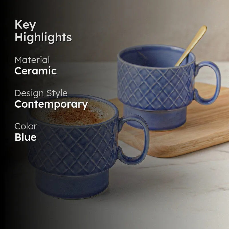 Fjord Ceramic Coffee Mug (500 mL Each/Mist Blue) - Set of Two media 2