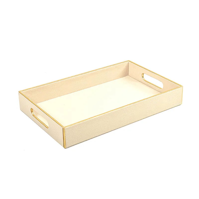 Tisquo Faux Leather Serving Tray (Ivory) - Set Of Two media 7