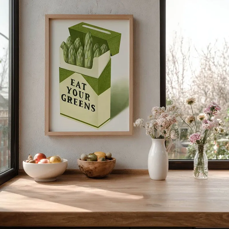 Eat Your Greens Archival Canvas Wall Art - Brown media 6
