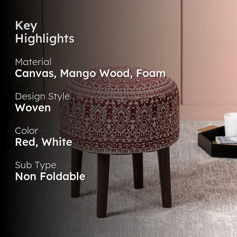Dona Cotton Ottoman - Red & White media 2