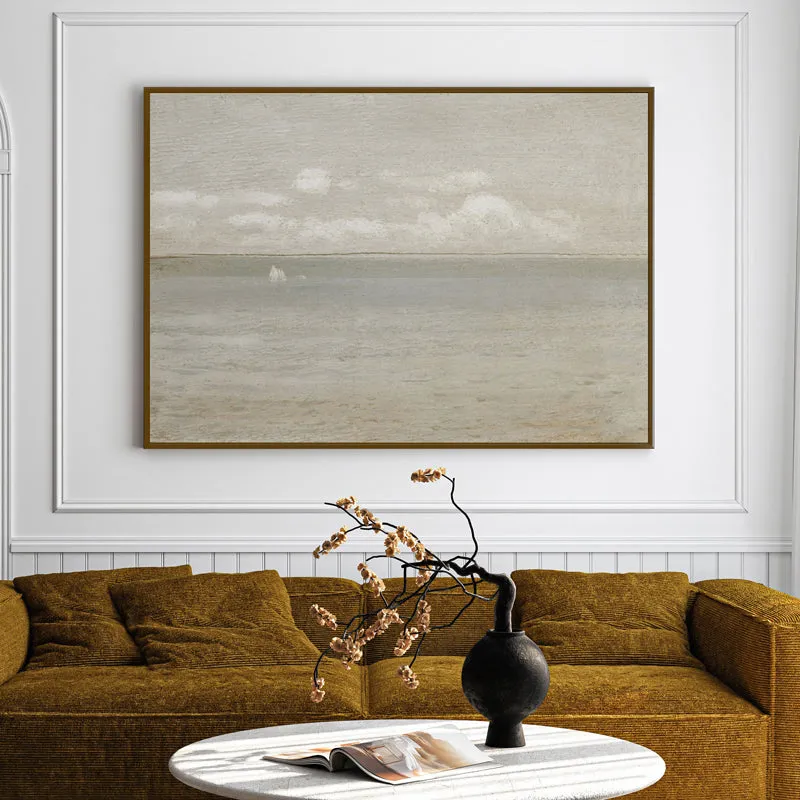 Clouds & Waves Canvas Wall Art With Frame - Black media 3