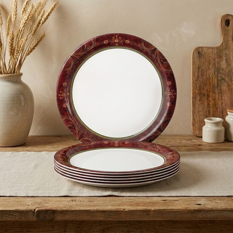 Ornamental Melamine Dinner Plates (Large) - Set of Six