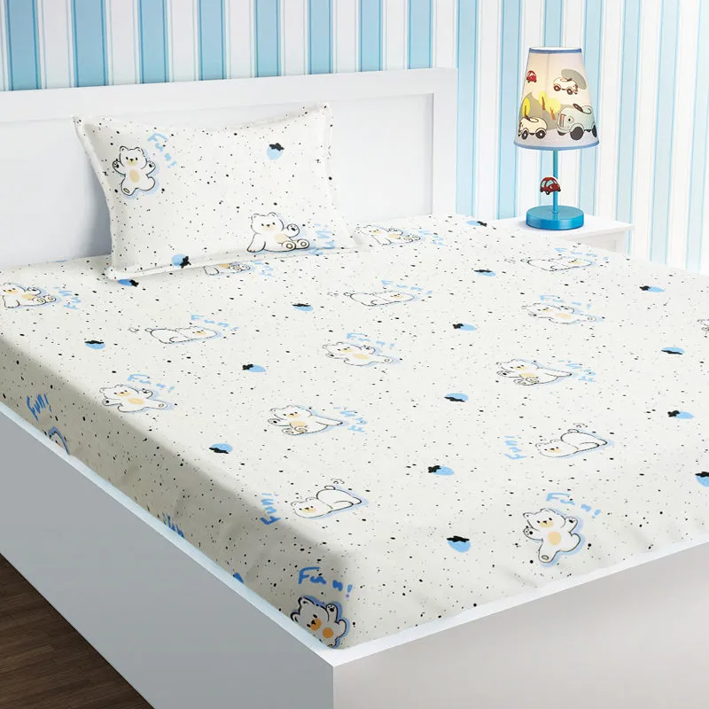 Teddy Nights Kids Cotton Bedsheet - 210 TC media 1