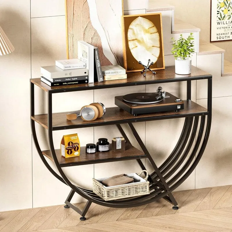 Unique Metal Console Table with Marble Top - Large media 1