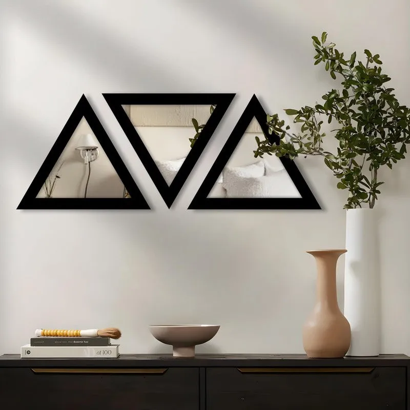 Apex Triangle Wall Mirrors (Black) - Set Of Three media 4